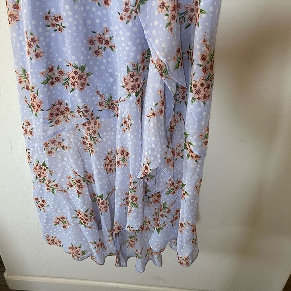 Lulu’s|Cairo Periwinkle Floral Print Ruffled Midi Dress,Polka Dot•Super Cute🫶🏻 - Picture 7 of 16